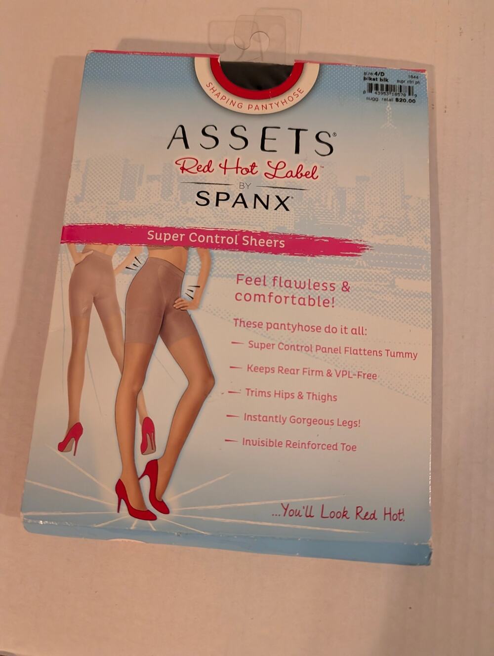 4/D Assets Red Hot Label By Spanx High-waist Sheers Shaping Pantyhose BLACK /NEW